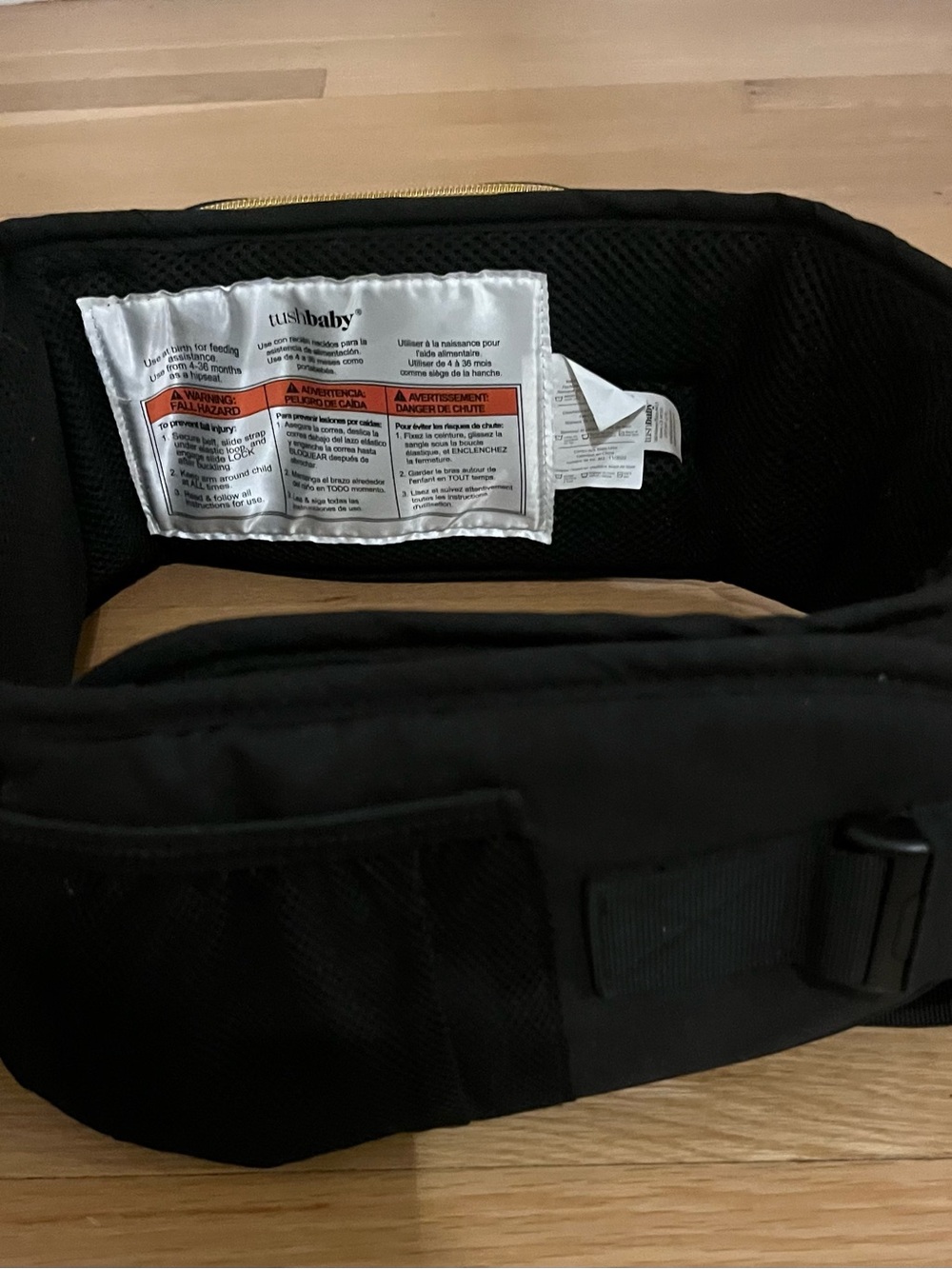 Black Tushbaby Baby Hip Bag with Gold Hardware - Picture 3 of 4
